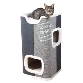 Katzenturm JORGE mit Ruheplatz, grau mit beigem Fell 78 cm